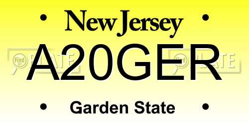 A20GER New Jersey License Plate