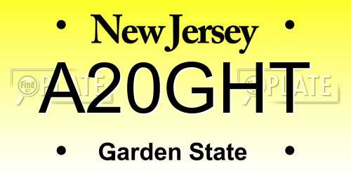 A20GHT New Jersey License Plate