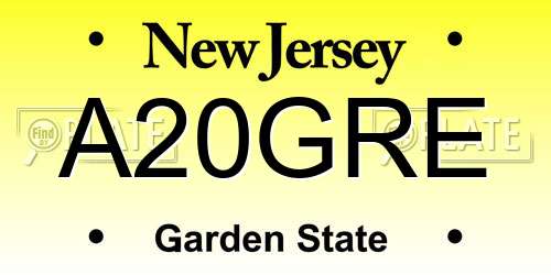 A20GRE New Jersey License Plate