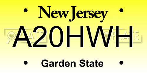 A20HWH New Jersey License Plate