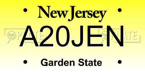 A20JEN New Jersey License Plate