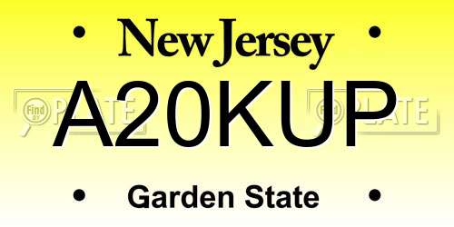 A20KUP New Jersey License Plate