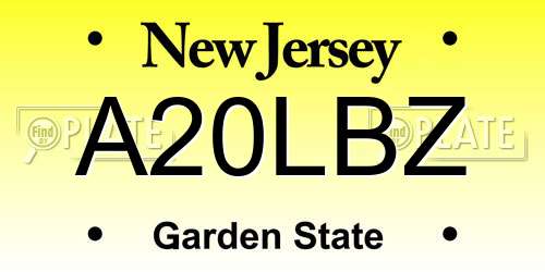 A20LBZ New Jersey License Plate