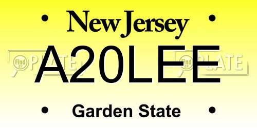 A20LEE New Jersey License Plate