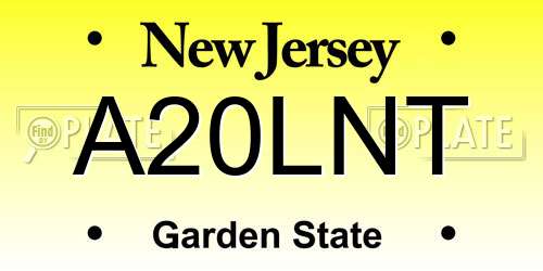 A20LNT New Jersey License Plate