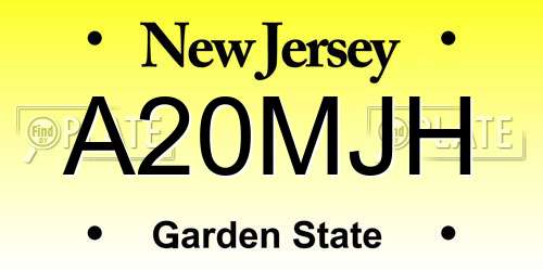 A20MJH New Jersey License Plate