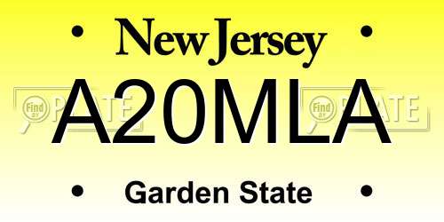 A20MLA New Jersey License Plate