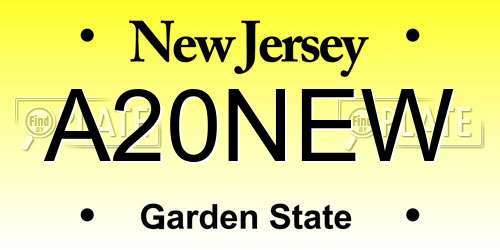 A20NEW New Jersey License Plate