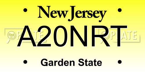 A20NRT New Jersey License Plate