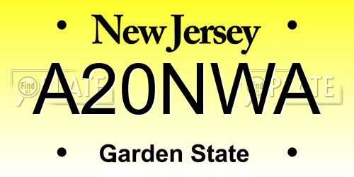 A20NWA New Jersey License Plate