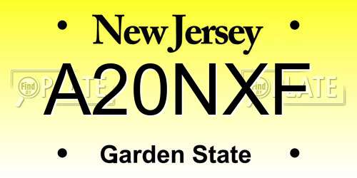 A20NXF New Jersey License Plate