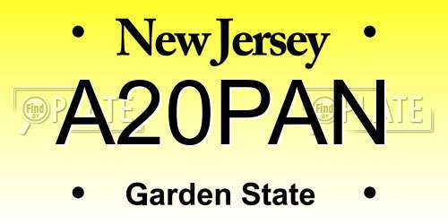 A20PAN New Jersey License Plate