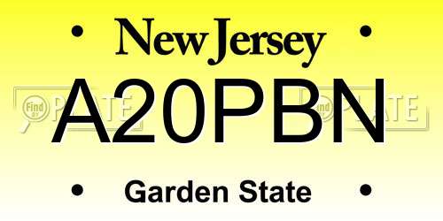 A20PBN New Jersey License Plate