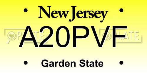 A20PVF New Jersey License Plate