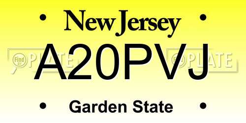 A20PVJ New Jersey License Plate