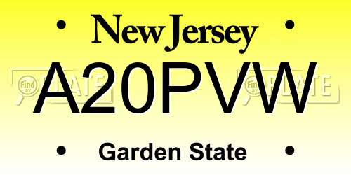 A20PVW New Jersey License Plate