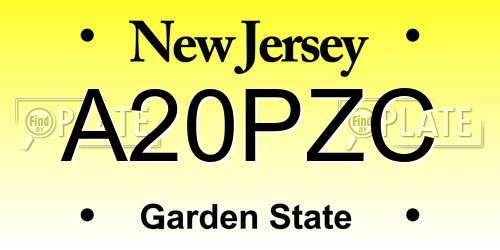 A20PZC New Jersey License Plate