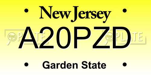 A20PZD New Jersey License Plate