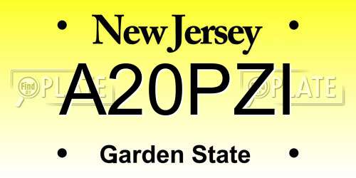A20PZI New Jersey License Plate