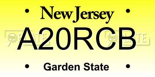 A20RCB New Jersey License Plate
