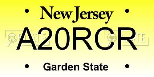A20RCR New Jersey License Plate