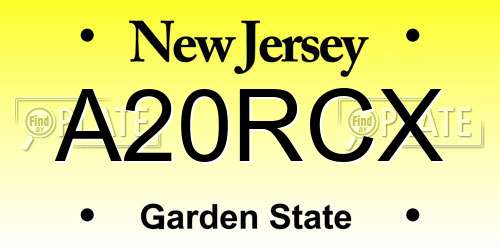 A20RCX New Jersey License Plate