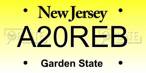 A20REB New Jersey License Plate