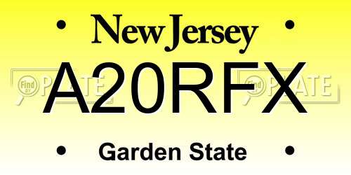 A20RFX New Jersey License Plate