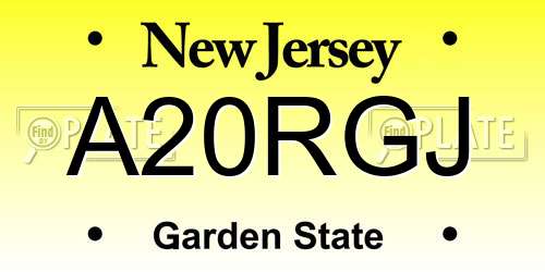 A20RGJ New Jersey License Plate