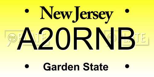 A20RNB New Jersey License Plate