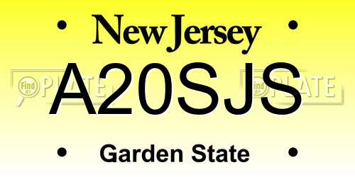 A20SJS New Jersey License Plate