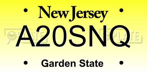 A20SNQ New Jersey License Plate