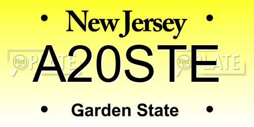 A20STE New Jersey License Plate