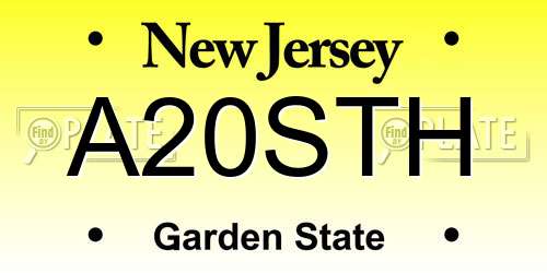 A20STH New Jersey License Plate