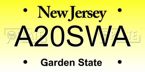 A20SWA New Jersey License Plate