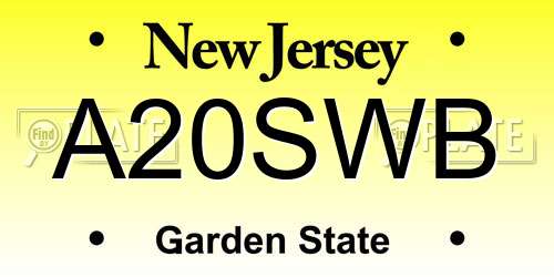 A20SWB New Jersey License Plate