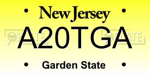 A20TGA New Jersey License Plate