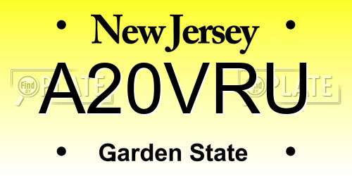 A20VRU New Jersey License Plate