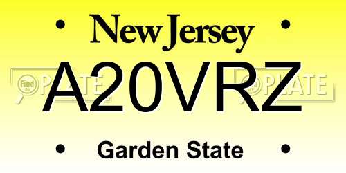 A20VRZ New Jersey License Plate