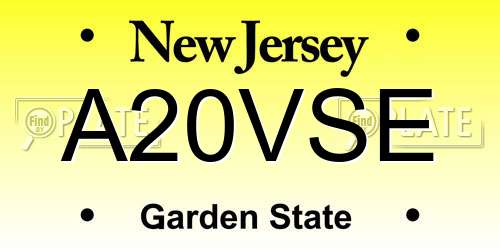 A20VSE New Jersey License Plate