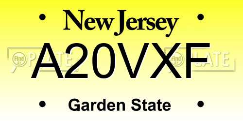 A20VXF New Jersey License Plate