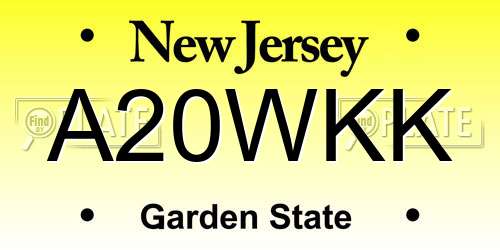 A20WKK New Jersey License Plate