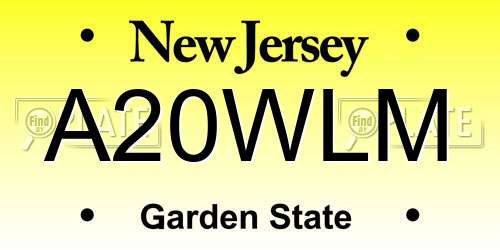 A20WLM New Jersey License Plate