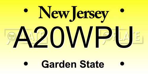A20WPU New Jersey License Plate