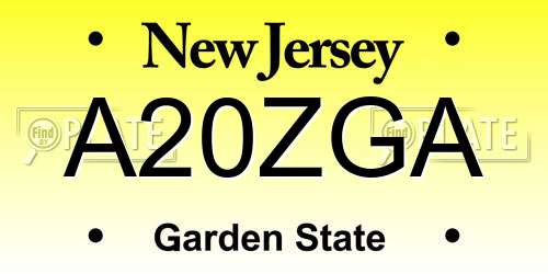 A20ZGA New Jersey License Plate