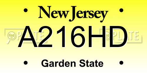 A216HD New Jersey License Plate