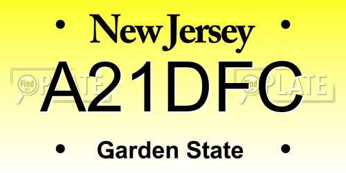 A21DFC New Jersey License Plate
