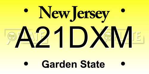 A21DXM New Jersey License Plate
