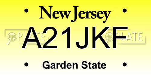 A21JKF New Jersey License Plate