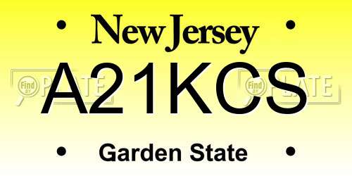 A21KCS New Jersey License Plate